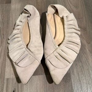 Zara Cream Ruffled Women's Flats